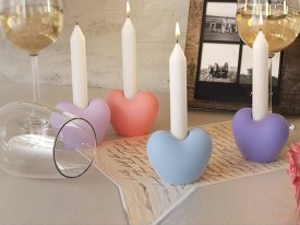 Molde silicona porta vela corazon 3D